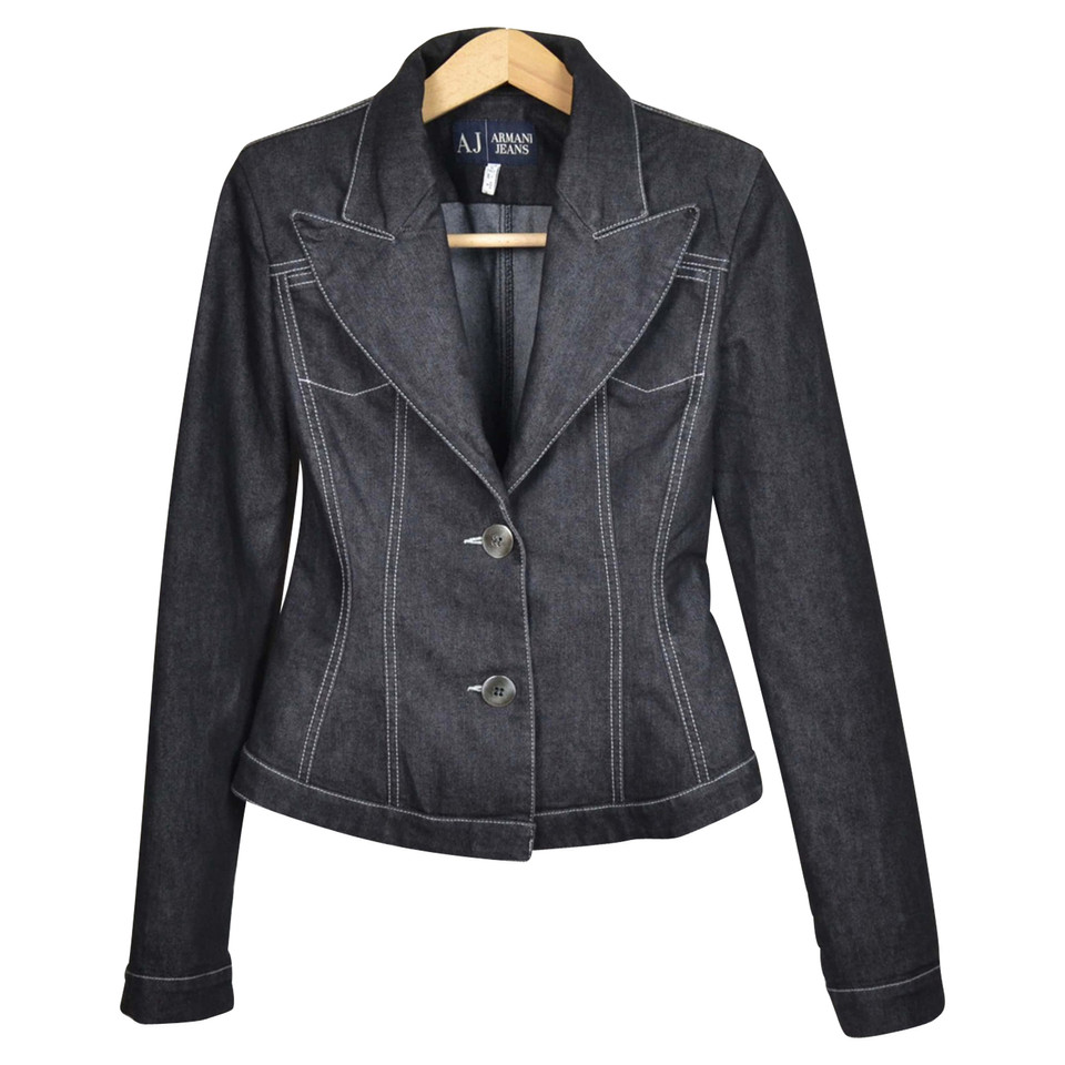 Armani Jeans Jacke/Mantel aus Baumwolle in Schwarz