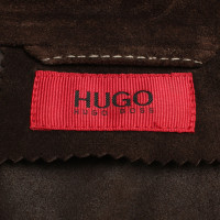 Hugo Boss Suede jas in donkerbruin