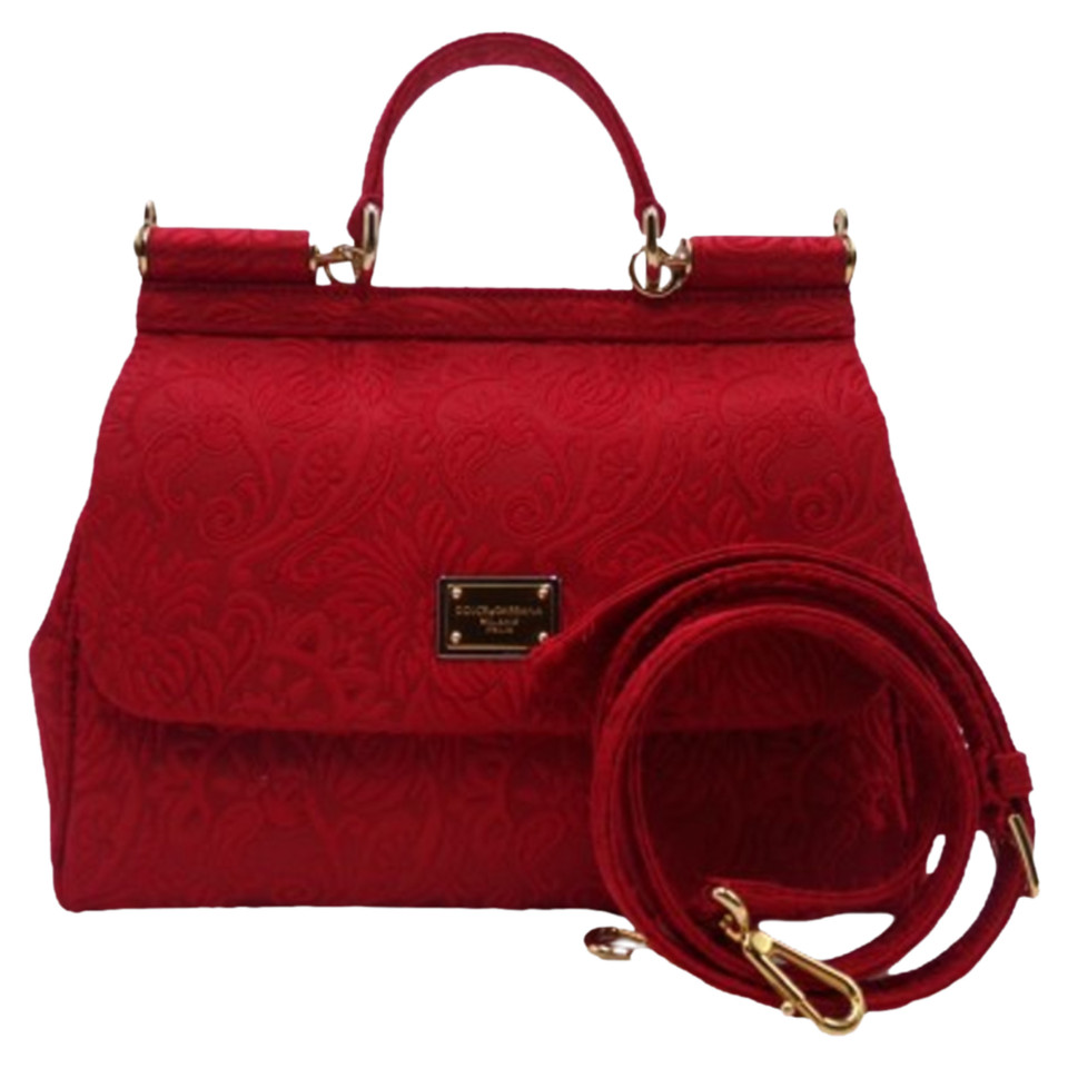 Dolce & Gabbana Sicily Bag aus Baumwolle in Rot