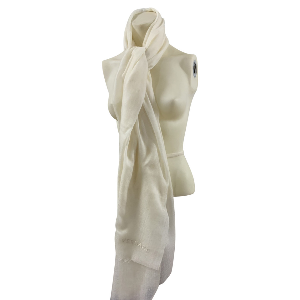 Versace Schal/Tuch aus Kaschmir in Weiß