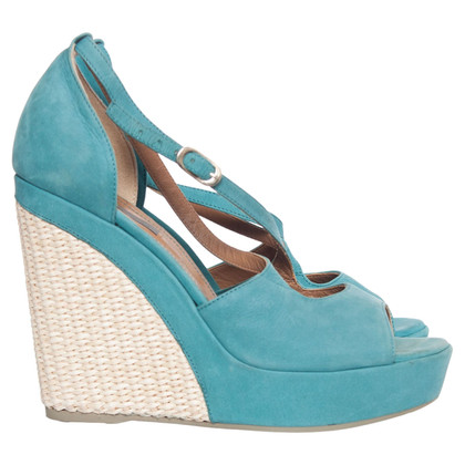Vic Matie Wedges Leather in Turquoise