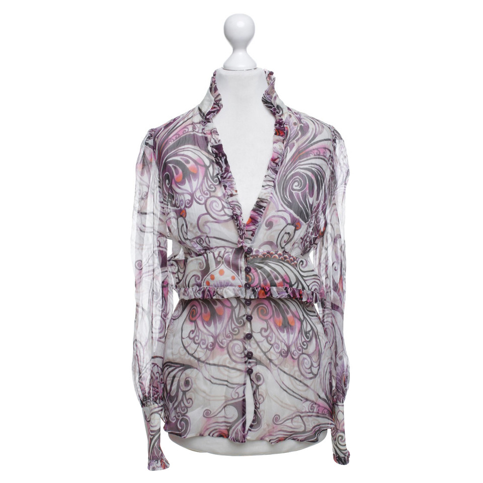 Escada Colorful silk blouse with frills