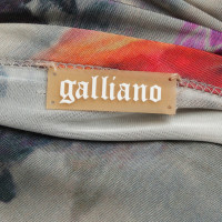 John Galliano Colorful dress with ruffle