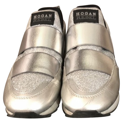 Hogan Sneakers Leer in Zilverachtig