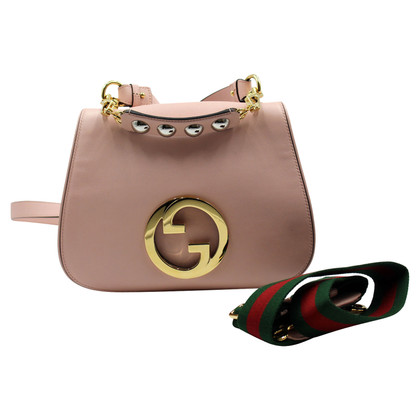 Gucci New Blondie Shoulder Bag Leer in Roze