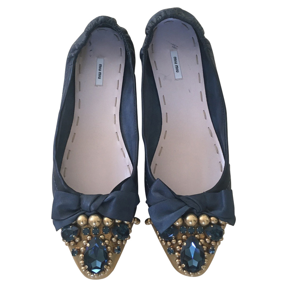 Miu Miu Slippers/Ballerinas Leather in Blue