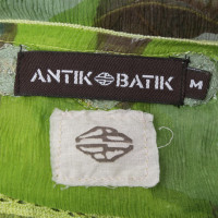 Antik Batik tunica di seta in verde / giallo