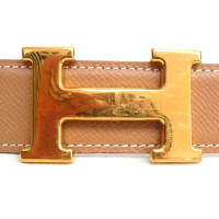 Hermès Leather belt with H buckle in gold 