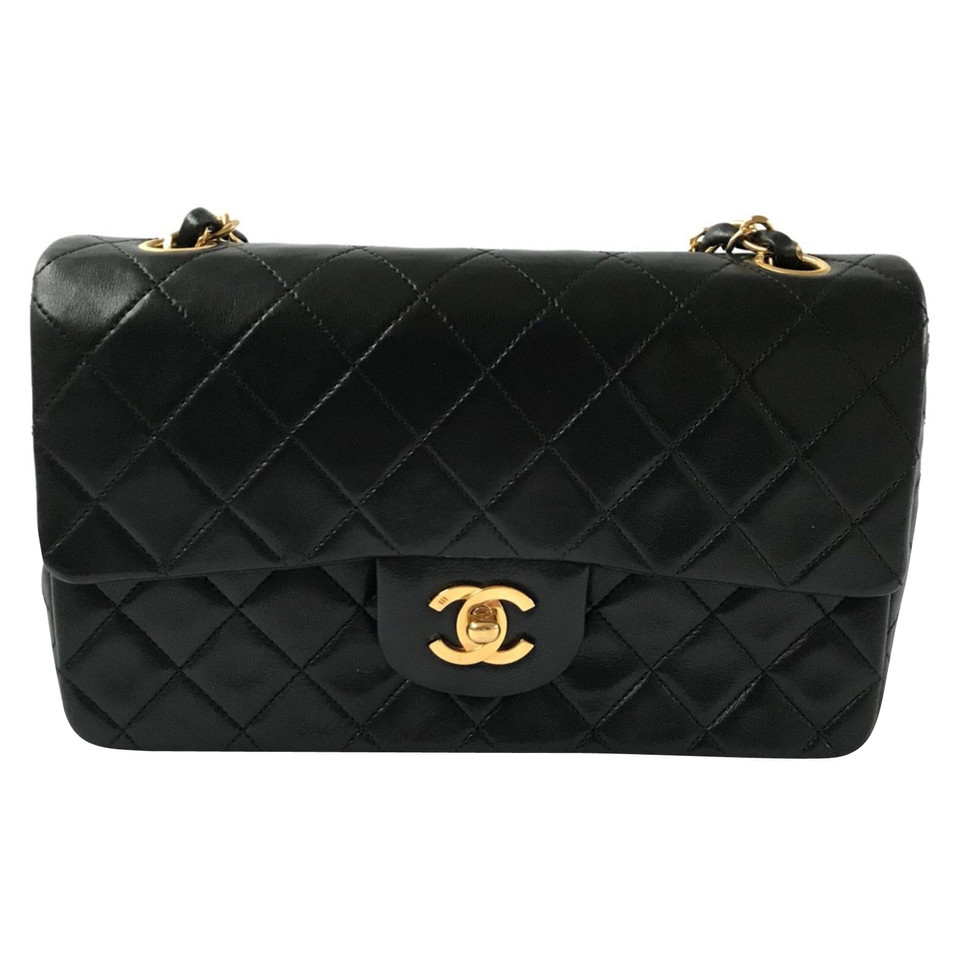 Chanel Classic Flap Bag Small Leer in Zwart