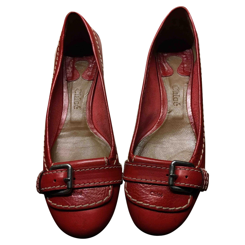 Chloé Slipper/Ballerinas aus Leder in Rot