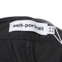 Self Portrait pantalon en cuir imitation en noir