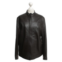 Hugo Boss Leather jacket in dark brown