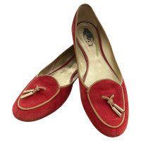 Tod's Slippers/Ballerina's Suède in Rood