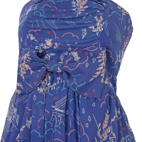 Cacharel Navy Blue Ruffled Silk Dress