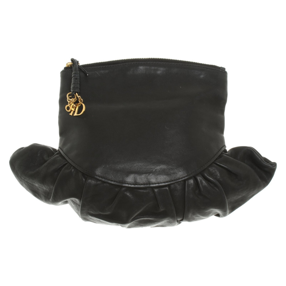 Christian Dior Clutch Bag Leather in Black