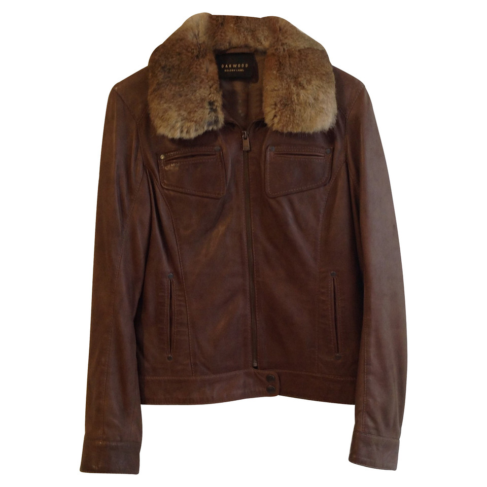 Oakwood Veste en cuir marron