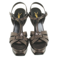 Yves Saint Laurent Sandals Leather in Grey