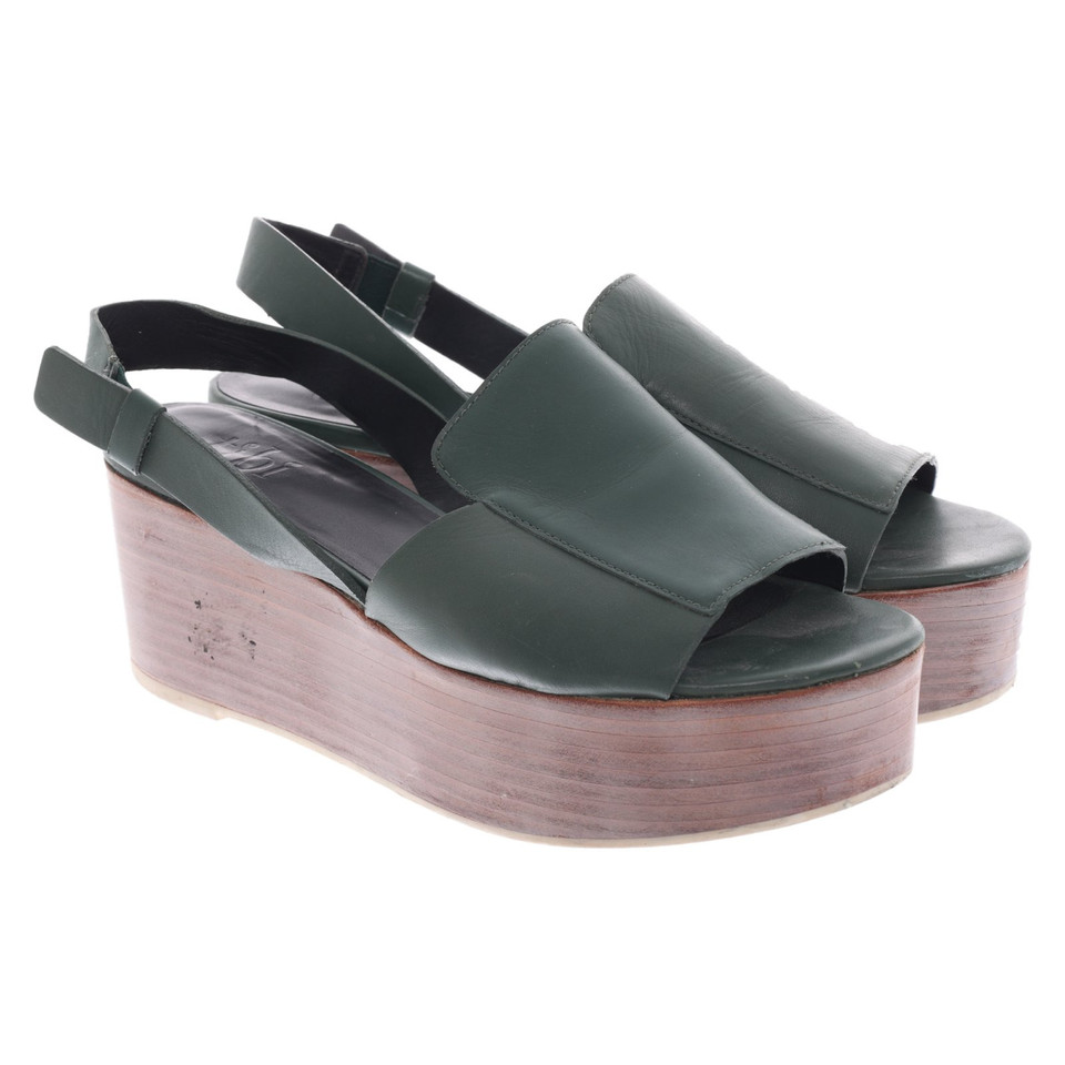 Tibi Sandals Leather in Green