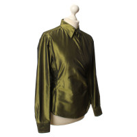 Max Mara Wrap blouse in olive green
