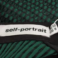 Self Portrait Dentelle chemise vert / noir