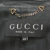 Gucci Manteau en cuir noir