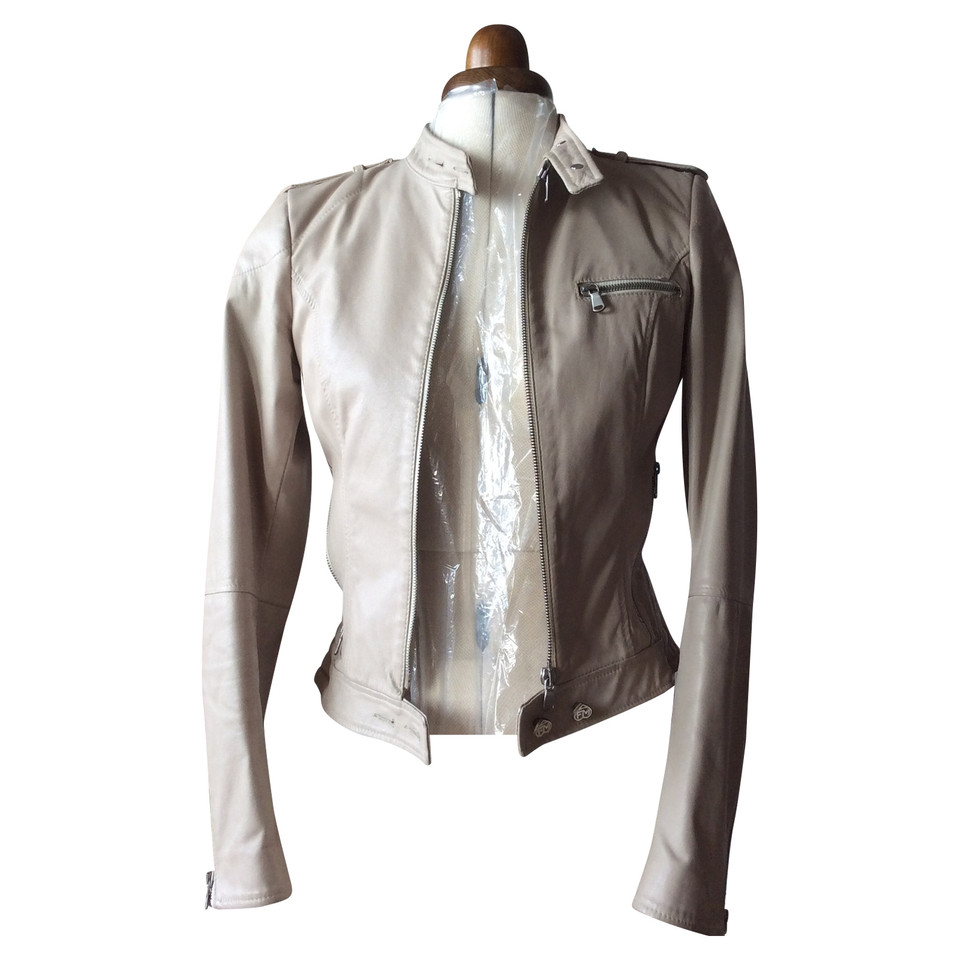 Frankie Morello Jacket/Coat Leather in Beige