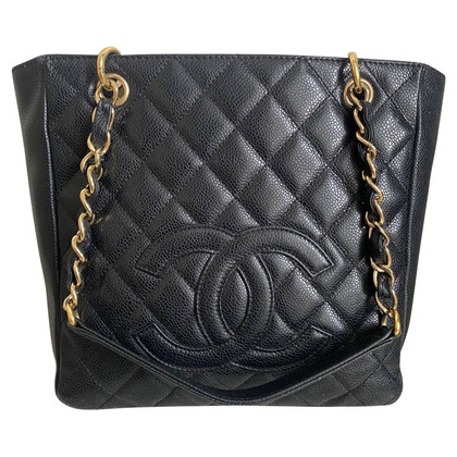Chanel Shopping Tote Petit en Cuir en Noir