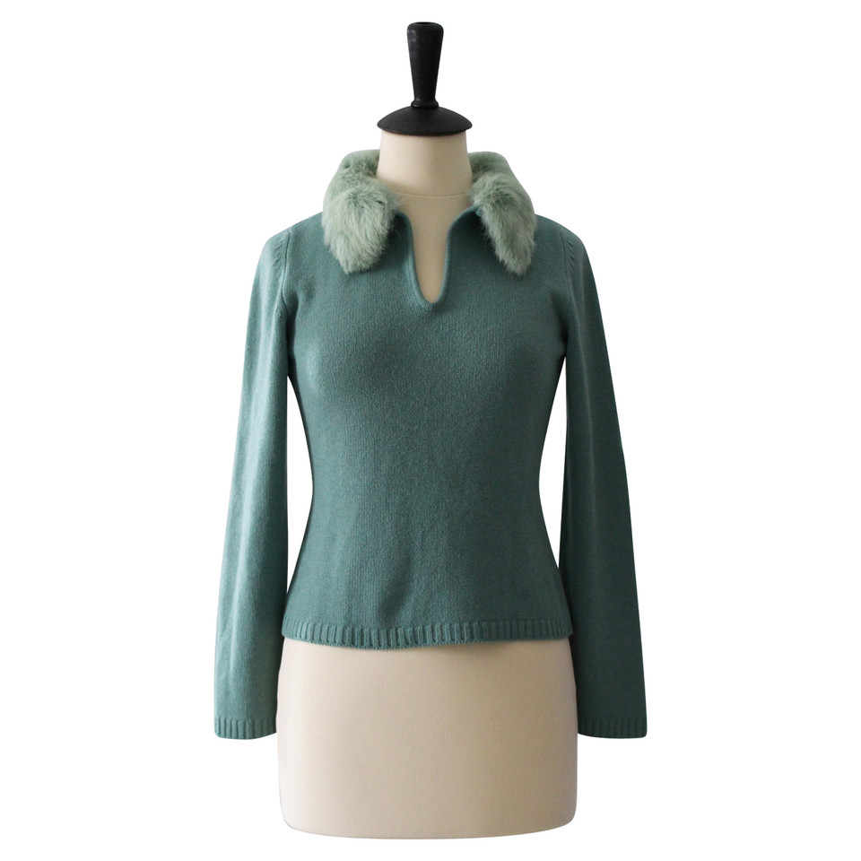 Other Designer Sweater with rabbit fur collar