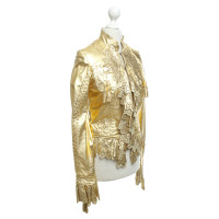 Just Cavalli Leather jacket in gold