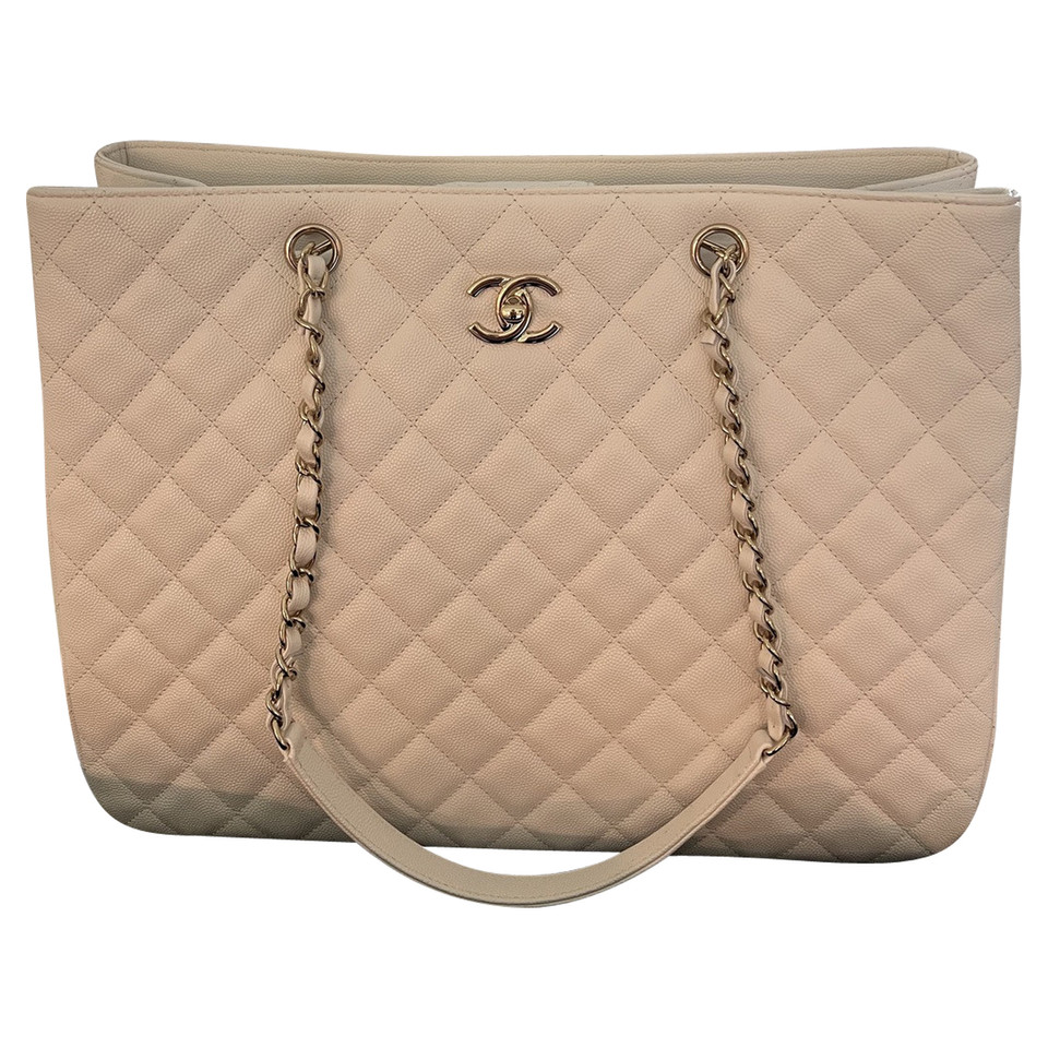 Chanel Grand  Shopping Tote aus Leder in Weiß
