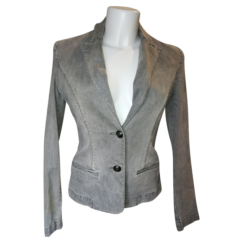 Versace Jacke/Mantel aus Baumwolle in Grau