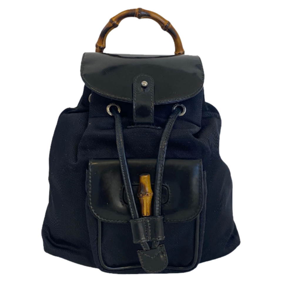 Gucci Bamboo Backpack aus Canvas in Schwarz