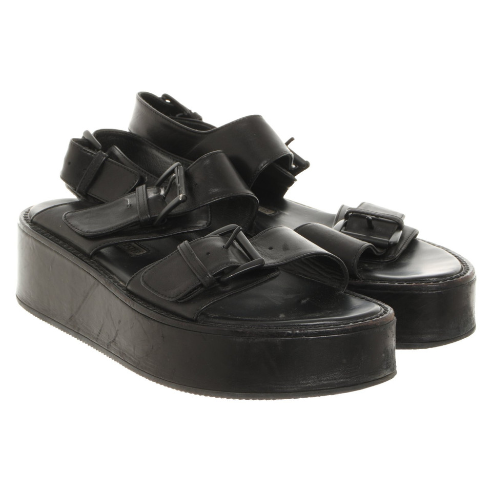 Ann Demeulemeester Sandalen aus Leder in Schwarz