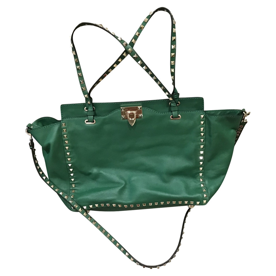 Valentino Garavani Rockstud Tote Bag Leather in Green