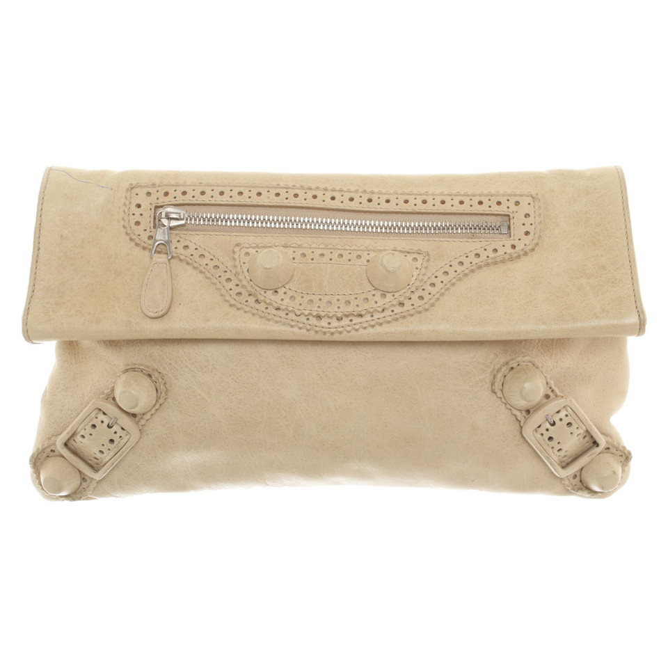 Balenciaga Clutch aus Leder in Beige