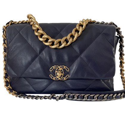 Chanel 19 Bag Leer in Blauw