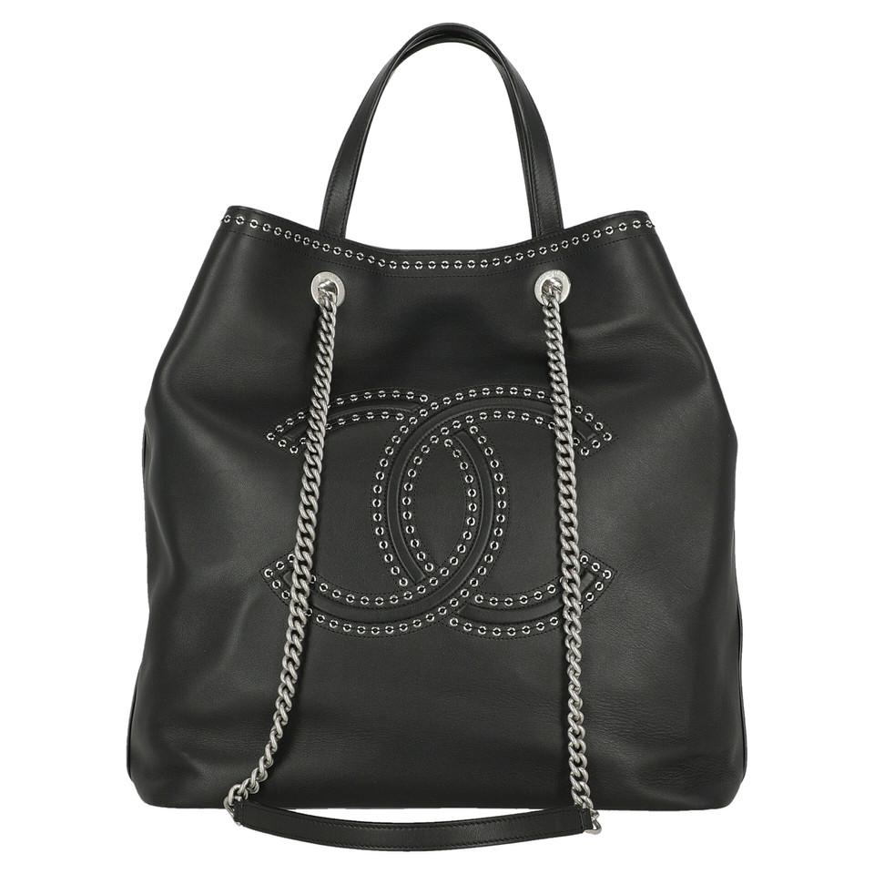 Chanel Coco Eyelets Bag aus Leder in Schwarz