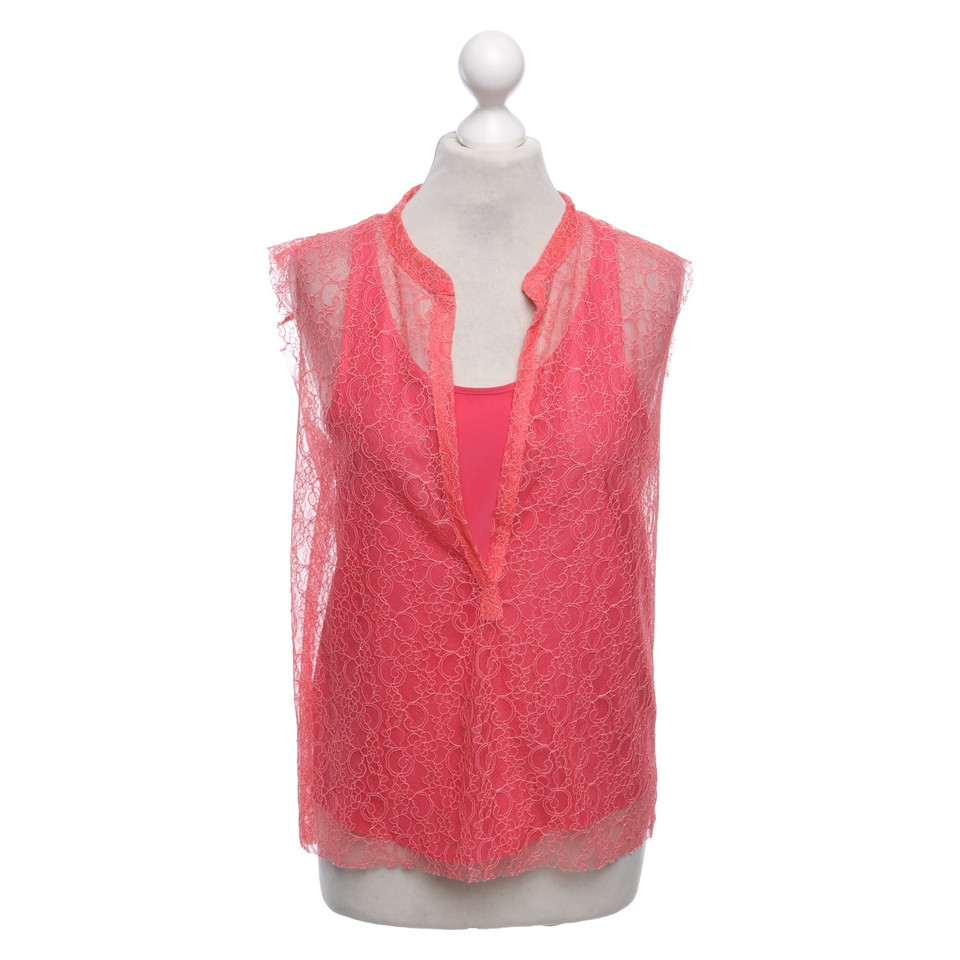 Maje Lace top in coral red