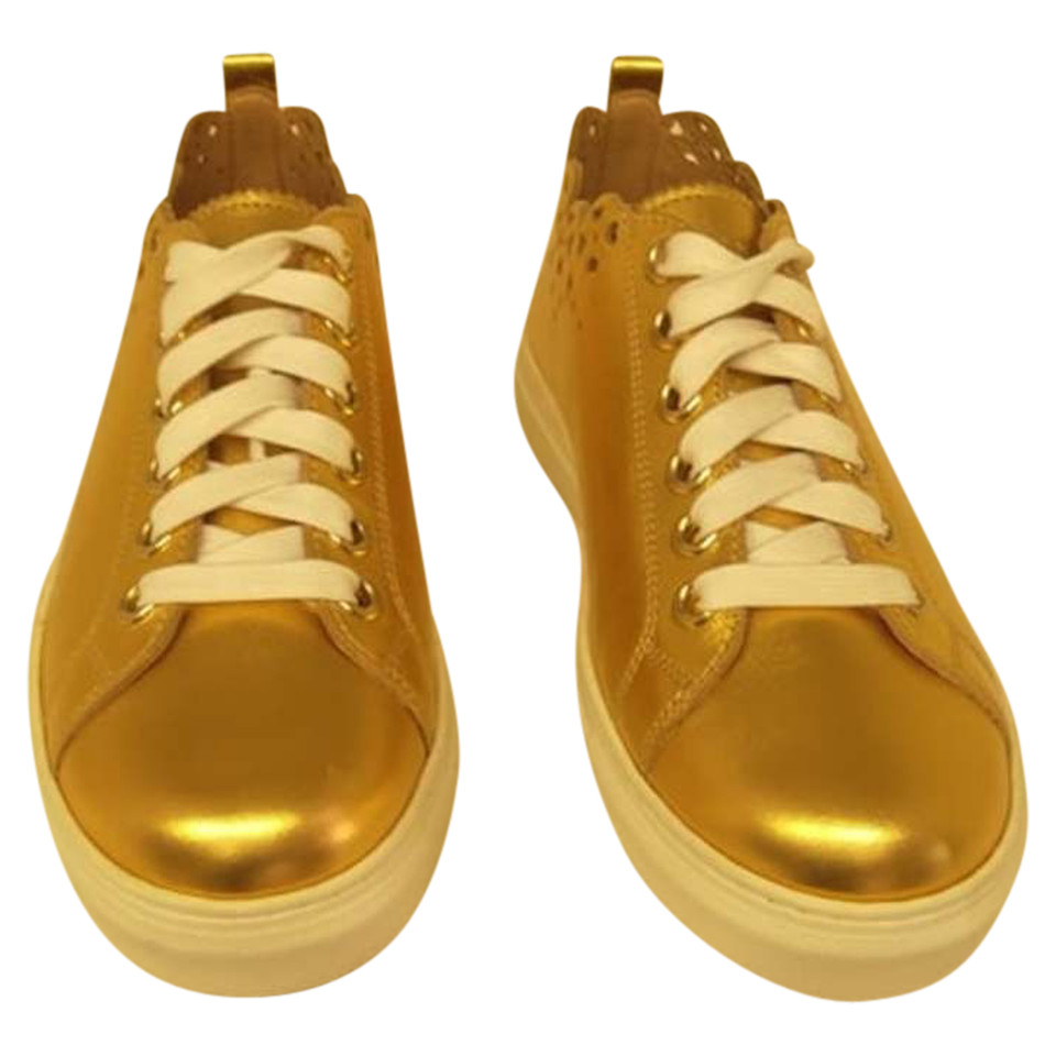 Twin Set Simona Barbieri Trainers Leather in Gold