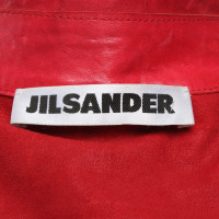 Jil Sander Giacca/Cappotto in Pelle in Rosso