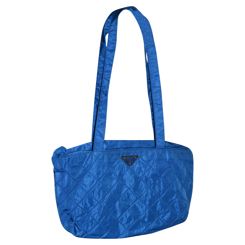 Prada Shopper in Tela in Blu