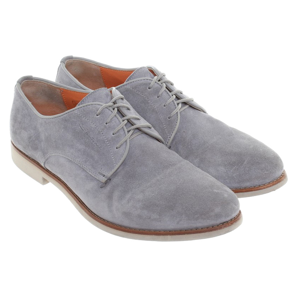 Santoni Suédé plat chaussures gris