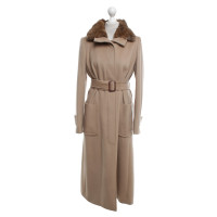 Max Mara Camel coat with fur trim