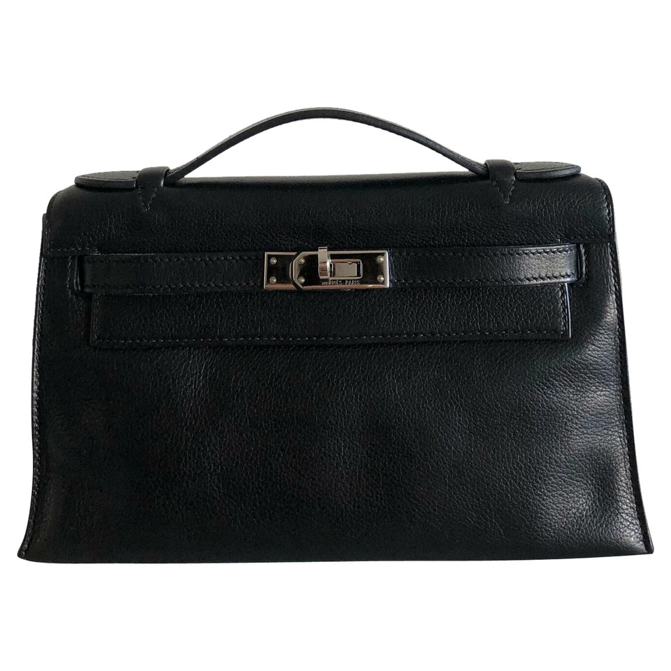 Hermès Kelly Clutch aus Leder in Schwarz