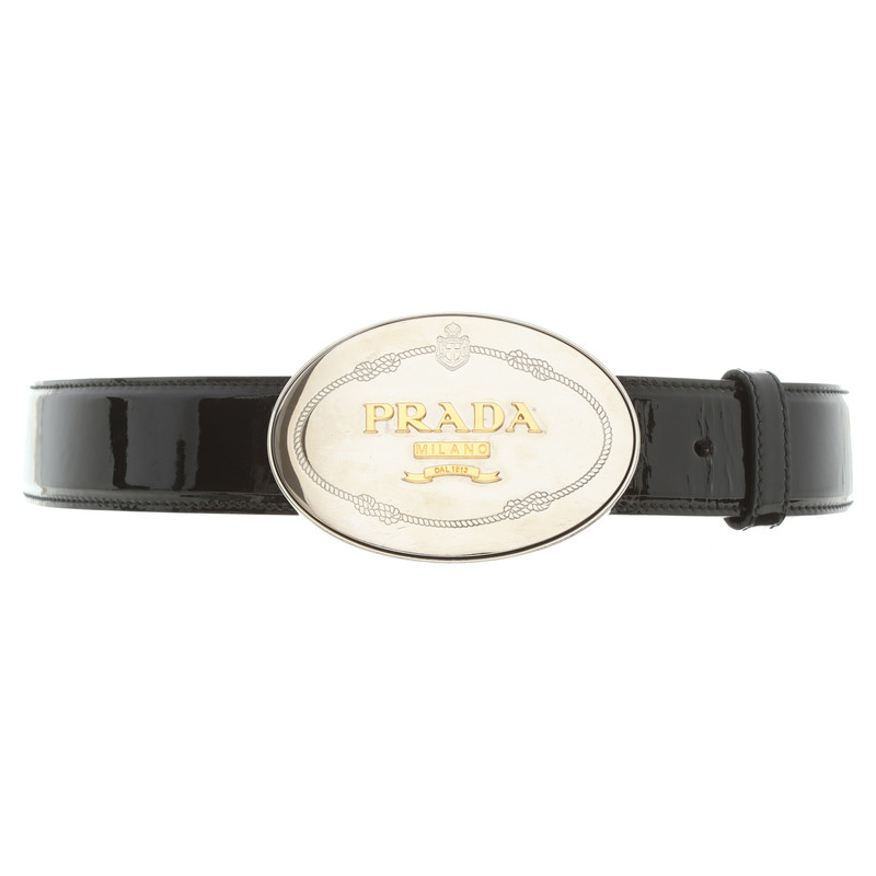 Prada Ceinture cuir verni noir