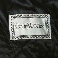 Gianni Versace Cappotto in pelle con finiture in pelliccia