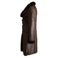 Prada Leather coat with mink fur collar