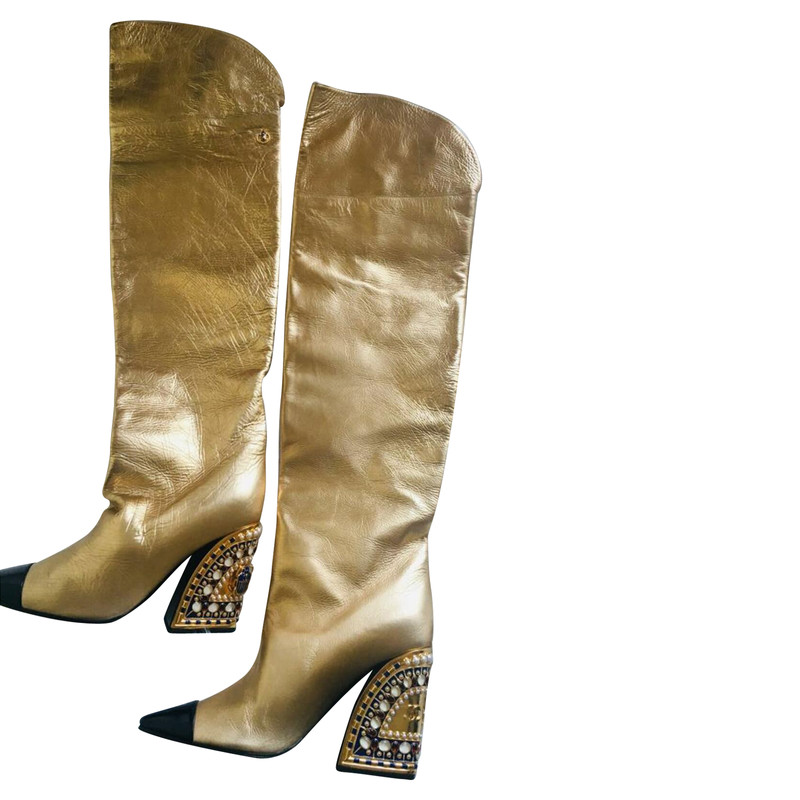 chanel boots gold