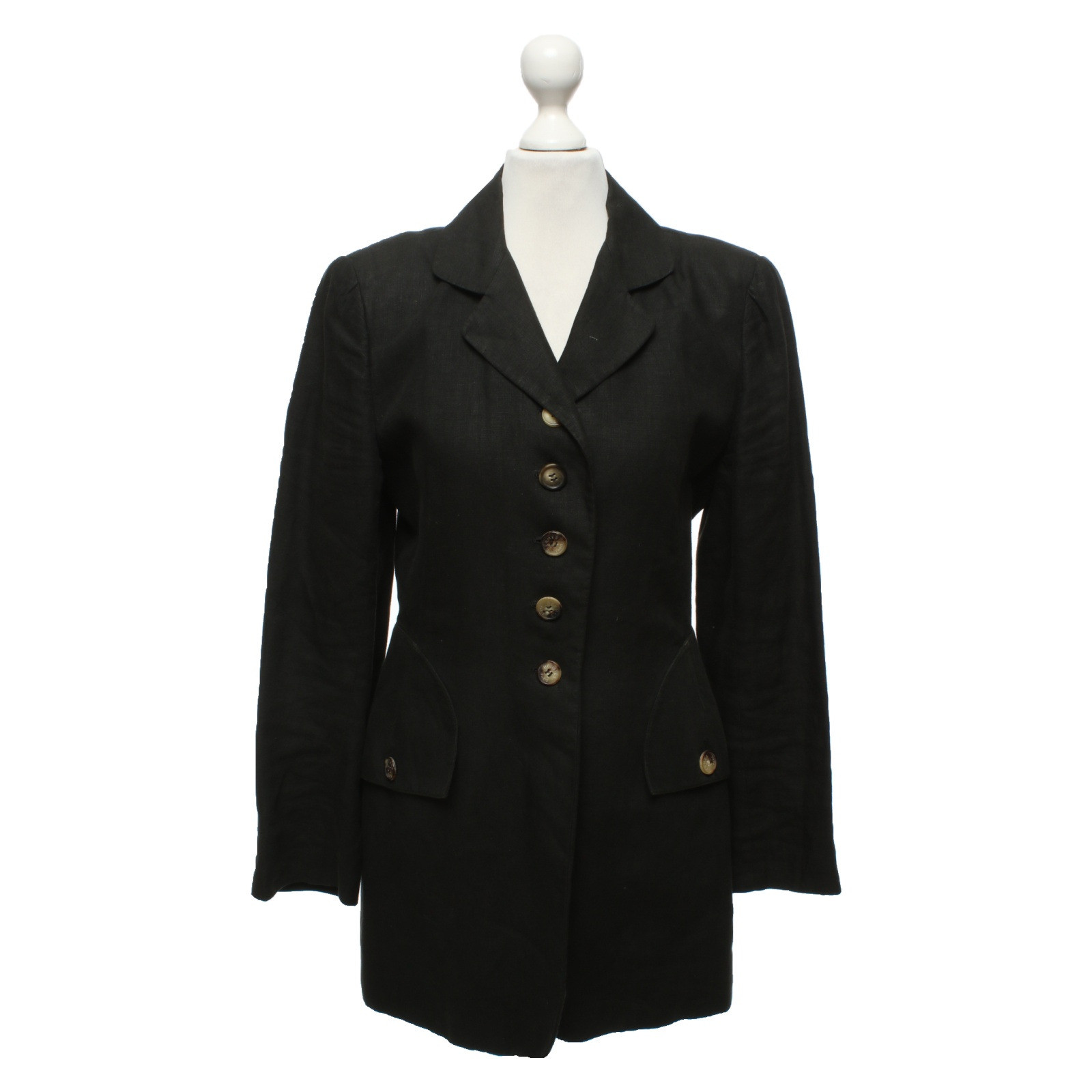 Hermès Jacke/Mantel aus Leinen in Schwarz - Second Hand Hermès Jacke/Mantel  aus Leinen in Schwarz gebraucht kaufen für 396€ (5742273)