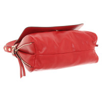 Red (V) Handbag Leather in Red